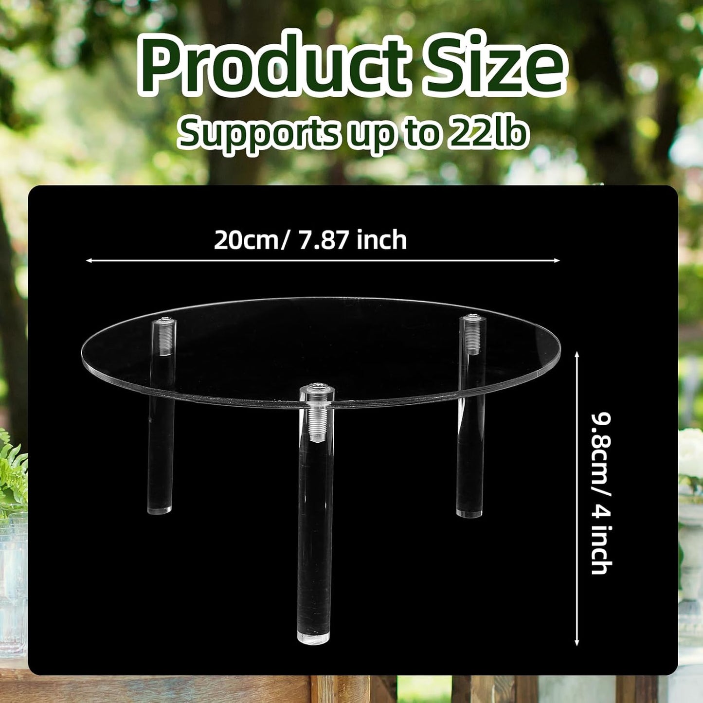 2 Pcs Clear Drink Dispenser Stand, Fit Max 7.87 Inch Diameter of Glass Beverage Dispenser, Acrylic Plant Stand for Parties and Events ( Height: 9.8cm/4"