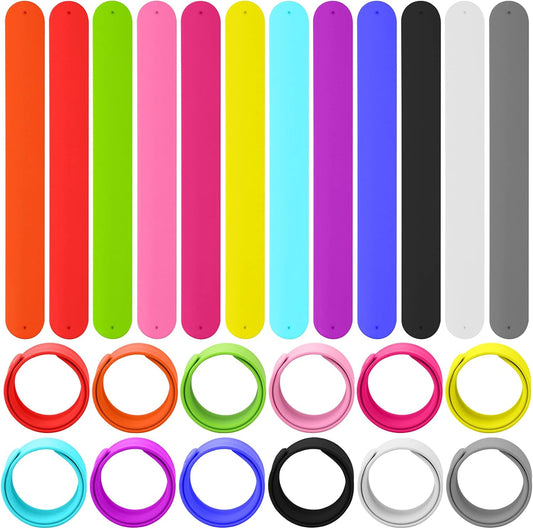 Bercoor 24 Pcs Rainbow Silicone Slap Bracelets, 12 Colors Slap Bracelet Wristbands Soft and Safe for Party Decorations Favors