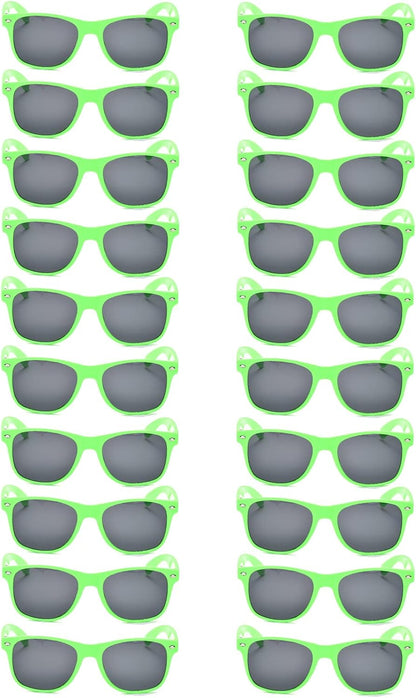 20 Pairs Bulk Sunglasses for Adult Retro 70s 90s Cheap Glasses (Black)