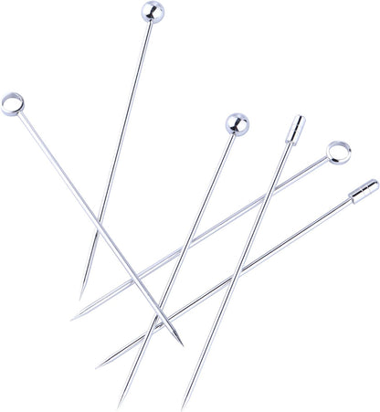 I-MART 15 Pack Stainless Steel Cocktail Picks Martini Olive Skewers, Reusable Metal Garnish Sticks for Drinks, Appetizers, Bloody Mary, Olives, Citrus, Fruit Decor (Gold, 4.25 Inch)