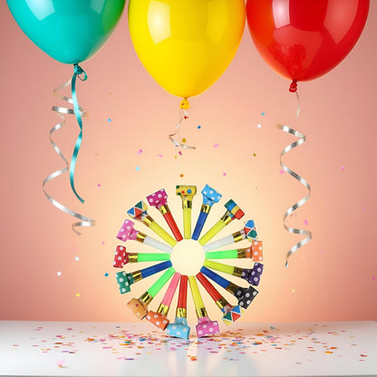 30 Pcs Colorful Party Blower Musical Blowouts Whistles Funny Party Noisemakers Party Horns Party Supplies, Noisemakers