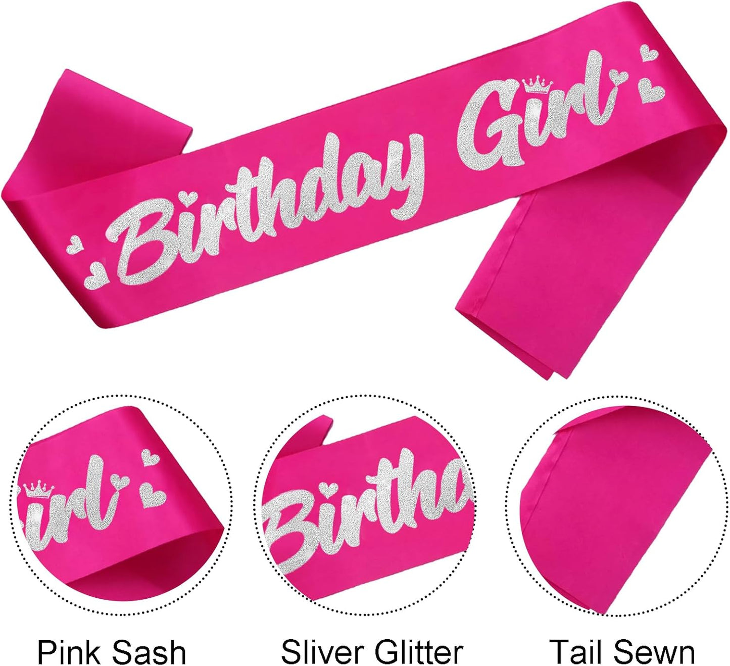 ‘Birthday Girl' Birthday Sash Royal Blue with Glitter Silver Letters Birthday Sash for Women, Sweet 16, 18th 21st B-day Sash