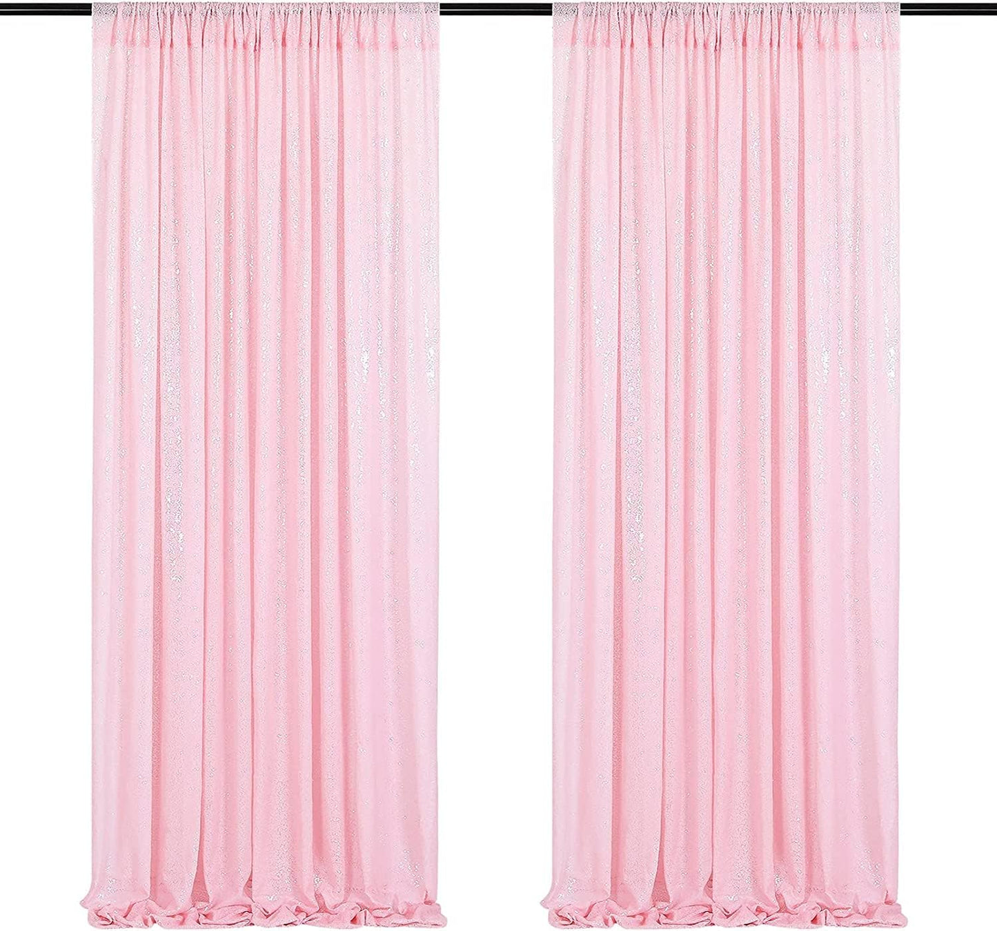 Poise3EHome Black Sequin Backdrop Curtains, 2 Panels 2FTx8FT Glitter Photo Booth Backdrop for Halloween Birthday Bachelorette Wednesday Twilight Party Decorations