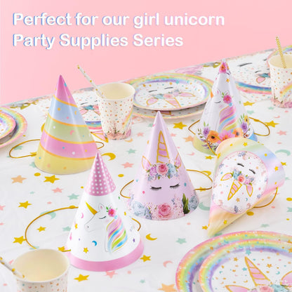 WERNNSAI Birthday Party Hats - 12 Pcs Birthday Party Supplies Cone Hat Headbands Colorful Paper Party Hats for Kids