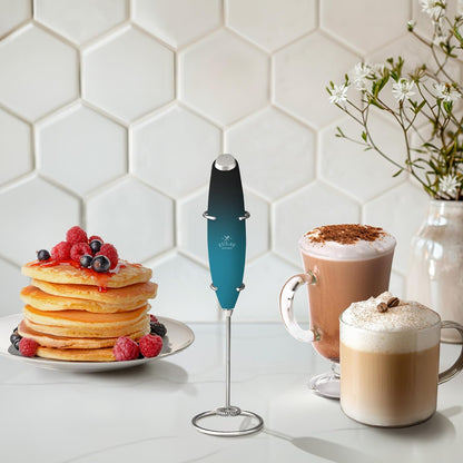 Zulay Kitchen Powerful Milk Frother Wand With Duracell Batteries - Ultra Fast Handheld Drink Mixer - Electric Whisk Foam Maker for Coffee, Lattes, Cappuccino & Matcha - Z1 Motor - Black - Colors A