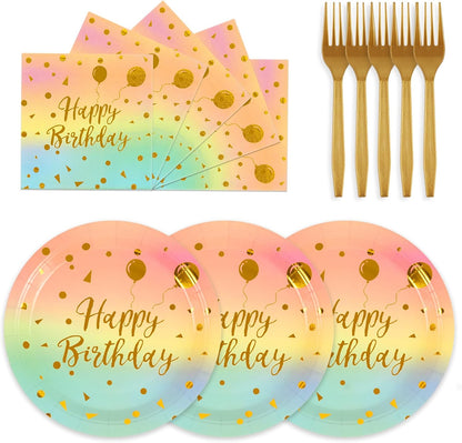 75PCS Paper Plates and Napkins Set - White and Gold Dot Disposable Party Dinnerware Includes Paper Plates, Napkins, Forks Decorations for 2026 New Year, Birthday, Wedding and Holiday, Serves 25