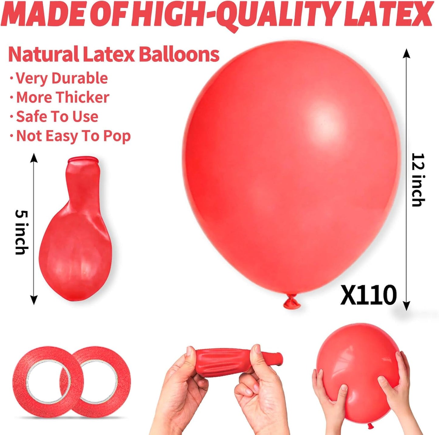 110pcs Black Balloon 12 inch, Black Latex Balloons for Birthday Party Baby Shower Wedding(with 2 Ribbons). - Colors B