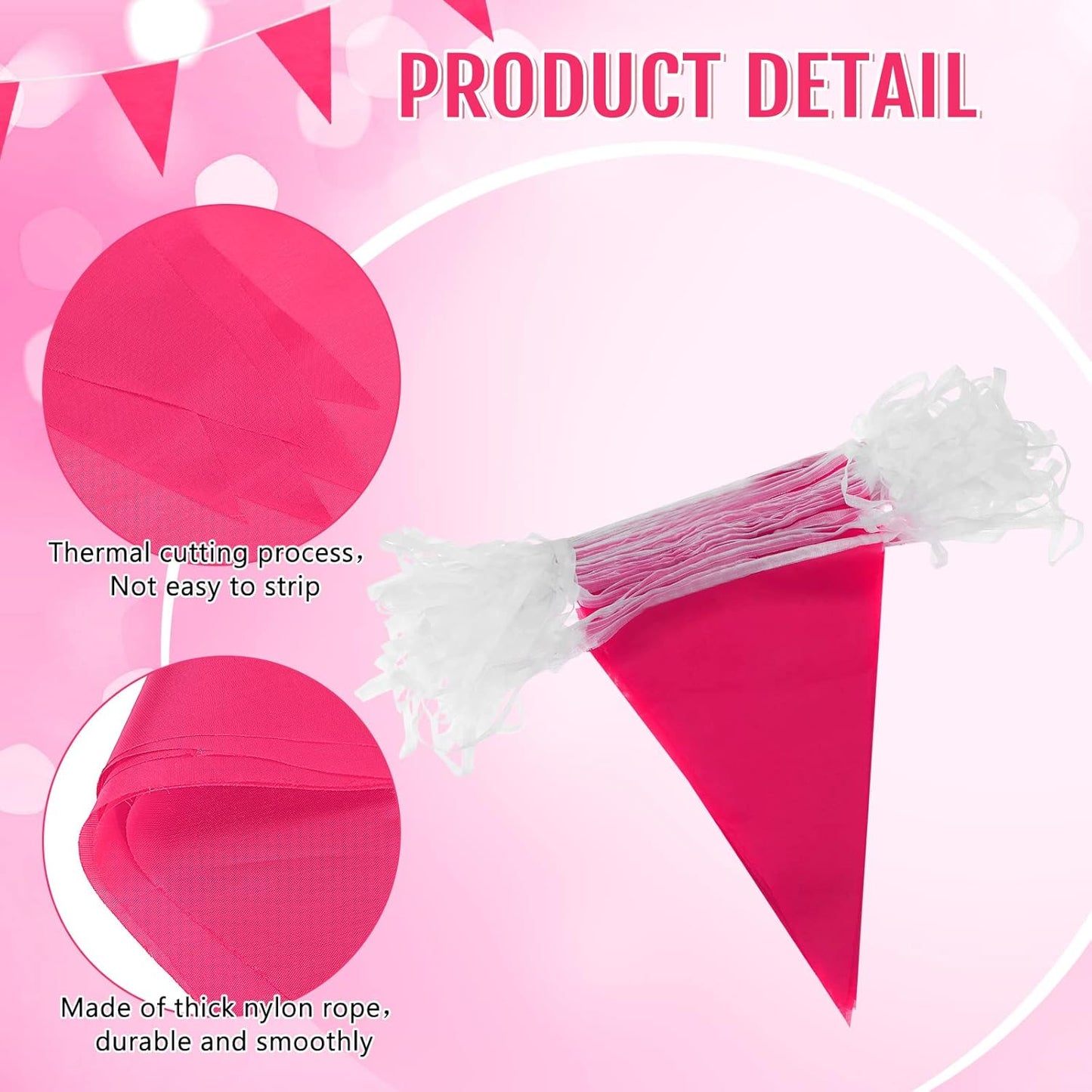 Tatuo 200 Feet Solid Pennant Banners Flags String Triangle Hanging DIY Bunting Flags Party Decorations for Grand Opening Party Banners for Kids Birthday, Shops (White)