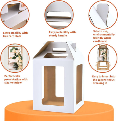 12x12x14 Inch Tall Cake Boxes with windows,10in 12in Tall Cake Carrier, Large Tiered Cake Box,Durable White Bakery Box, Layer Cake Box, large cake box(2pack)