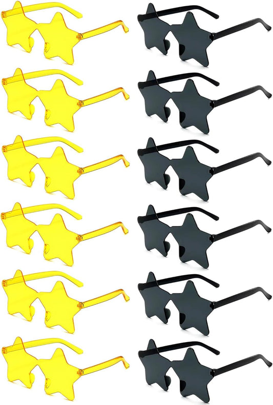 12/26/36 Pairs Rimless Star Shaped Sunglasses Transparent Glasses Bulk Fun Sunglasses for Party Favors