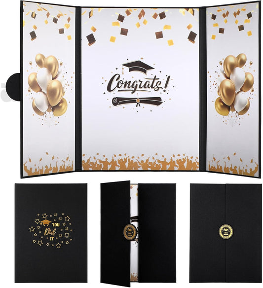 Engrowtic 3 Pcs Graduation Guest Book 2026 Black Gold Graduation Party Decorations Congratulations Graduates Signature Guest Book for Class of 2026 Men Women College High School Graduations Gift Card