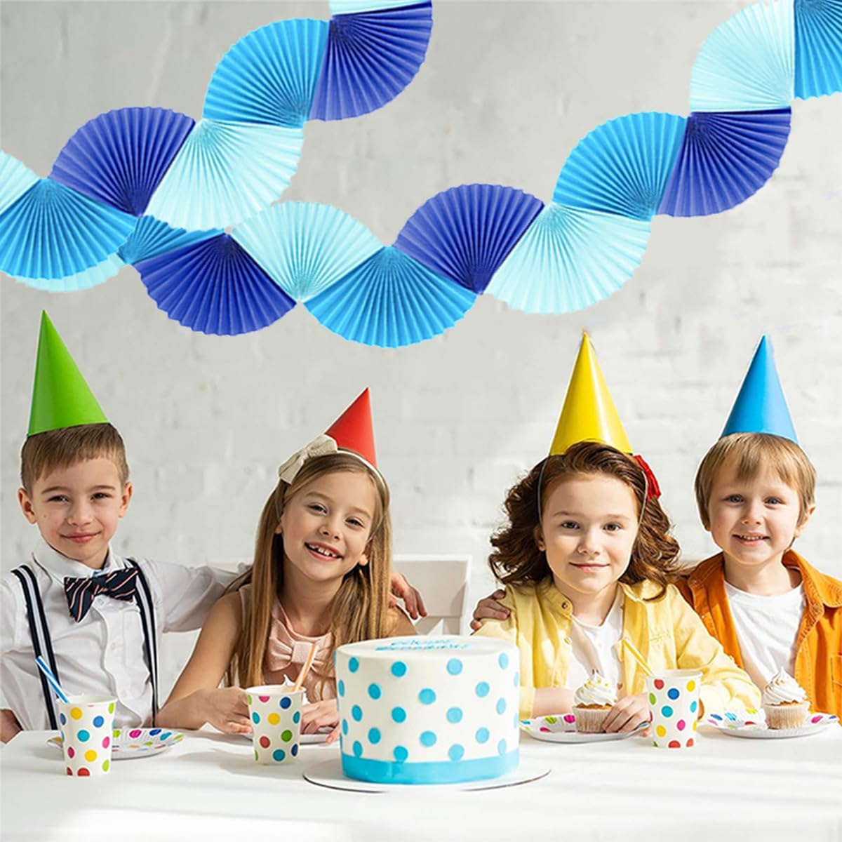 Paper Fan Garland - Paper Fan Garland Party Decorations - Perfect for Birthday Parties, Holiday Decorations, Family Gatherings, Weddings and More (Red)