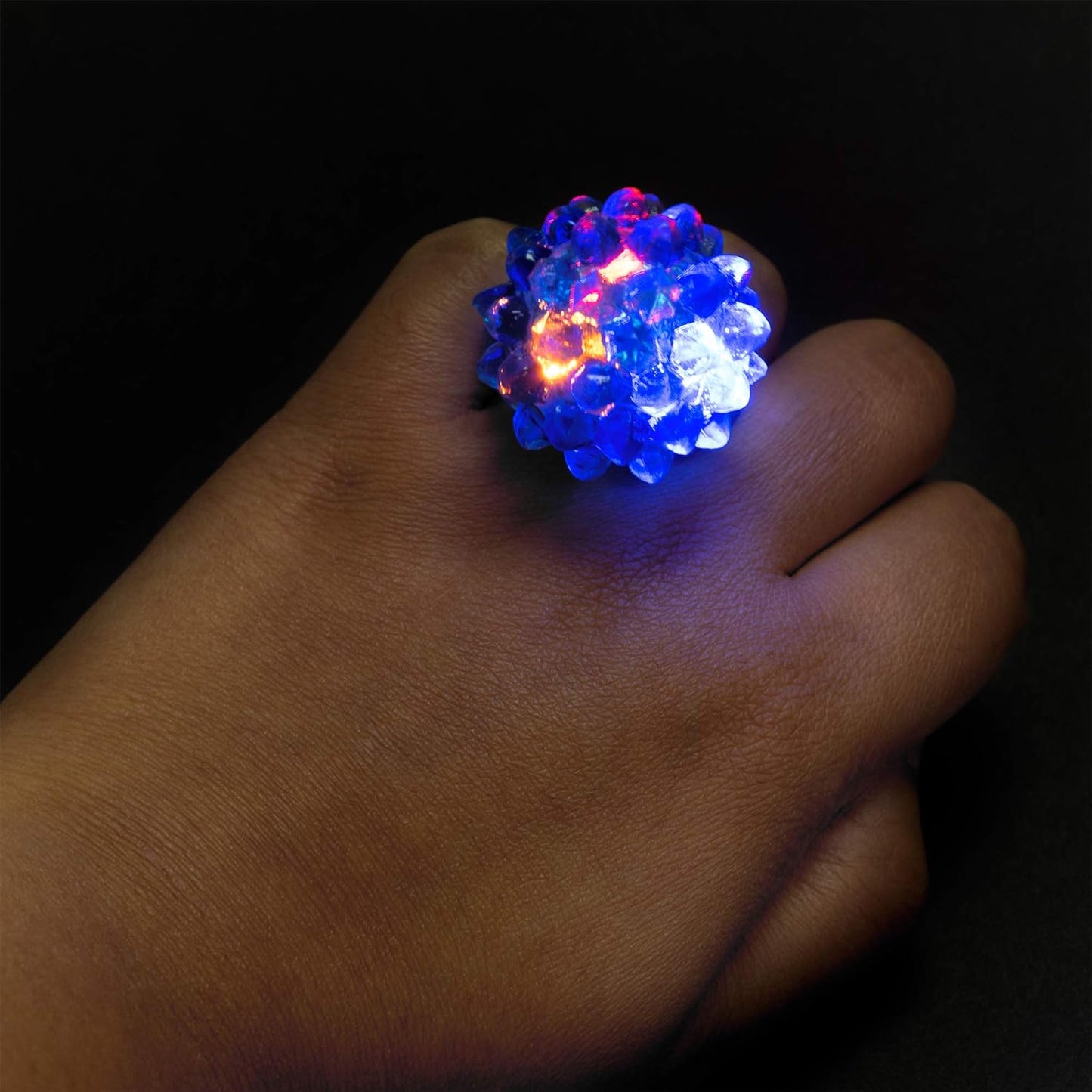 Super Z Outlet Flashing Colorful LED Light Up Bumpy Jelly Rubber Rings Finger Toys for Parties, Event Favors, Raves, Concert Shows, Gifts (18 Pack)