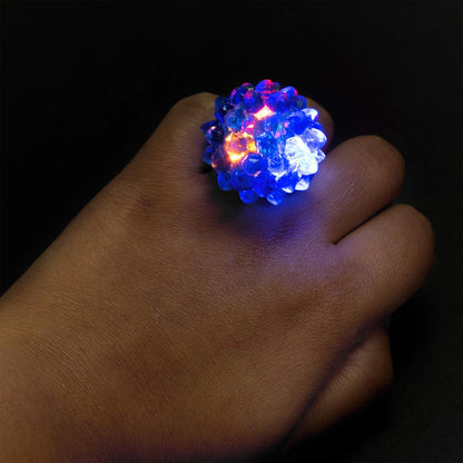 Super Z Outlet Flashing Colorful LED Light Up Bumpy Jelly Rubber Rings Finger Toys for Parties, Event Favors, Raves, Concert Shows, Gifts (18 Pack)