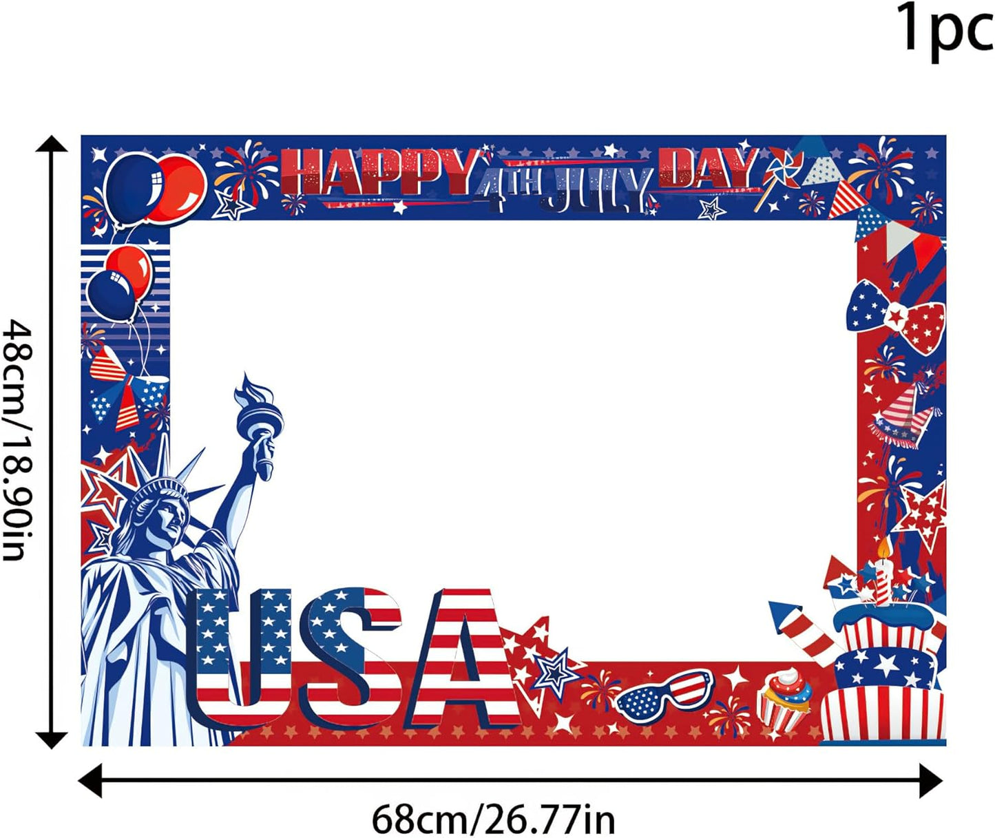 4th of July Independence Photo Booth Prop, Posing Selfie Supplies Funny Picture Decorations for Patriotic Memorial Themed Party Favor Masquerade Backdrop Decor Supplies