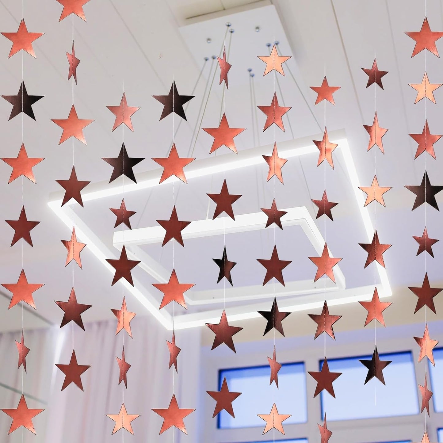 Spakon 65 Feet Glitter Star Paper Garland Banner Hanging Decoration Star Streamers Double Side 2026 Graduation Decorations for Wedding Birthday Festival New Year Party Decoration (Gold)
