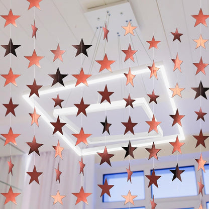 Spakon 65 Feet Glitter Star Paper Garland Banner Hanging Decoration Star Streamers Double Side 2026 Graduation Decorations for Wedding Birthday Festival New Year Party Decoration (Gold)