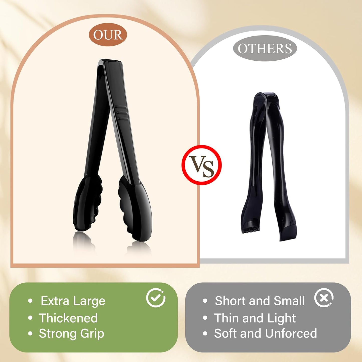 Disposable Plastic Serving Utensils Set (Black, 36 Pcs)