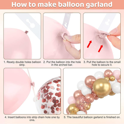 Amandir 153pcs Pink Purple Balloon Garland Arch Kit, Different Sizes 18 12 10 5 inch Pink Purple Red Latex Metallic Confetti Purple Balloons for Girl Women Birthday Bridal Baby Shower Party Decoration