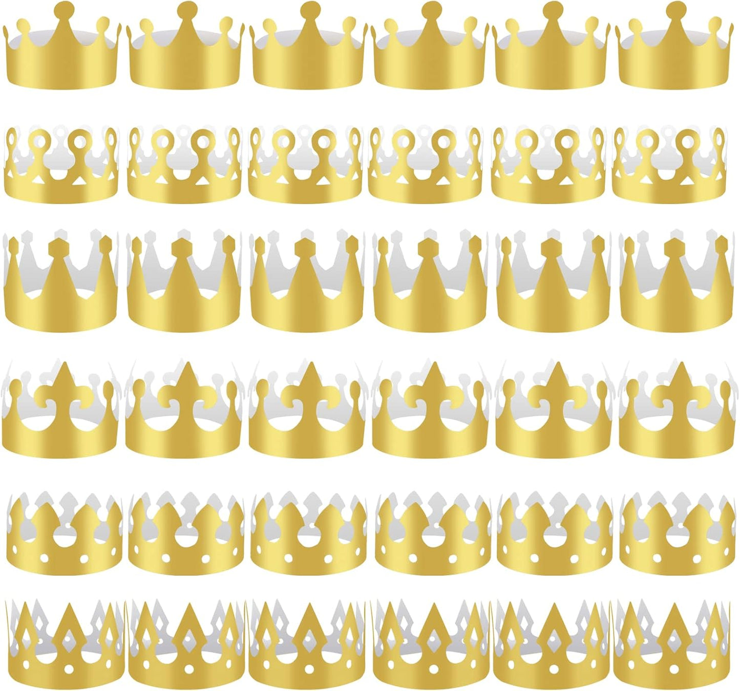 36 Pieces Paper Crowns Golden Party Crowns Princess Prince Crown Birthday Party King Hats for Adults