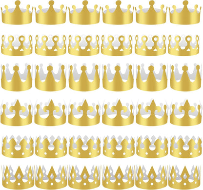 36 Pieces Paper Crowns Golden Party Crowns Princess Prince Crown Birthday Party King Hats for Adults