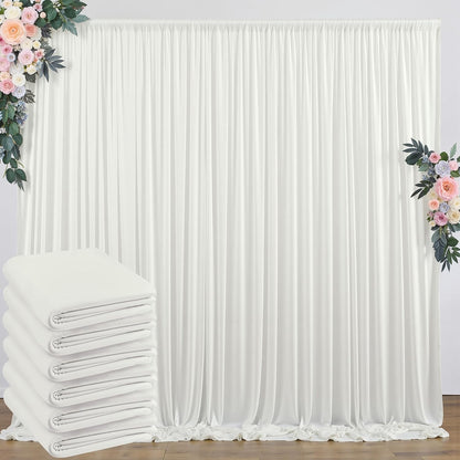 10 ft x 10 ft Wrinkle Free White Backdrop Curtains for Wedding Parties, Polyester Photography Backdrop Drapes for Birthday Parties Stage Backdrop Stand, 2 Panels 5x10FT Background Curtains