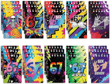 20pcs 10 Styles 6 7 Birthday Theme Mini Notebooks Party Supplies Favors Goodie Bag Stuffers Colorful 6 7 Birthday Theme Journal Pocket Notebook Supplies for Birthday Party Activity(20pcs-67-bks)