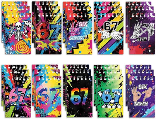 20pcs 10 Styles 6 7 Birthday Theme Mini Notebooks Party Supplies Favors Goodie Bag Stuffers Colorful 6 7 Birthday Theme Journal Pocket Notebook Supplies for Birthday Party Activity(20pcs-67-bks)