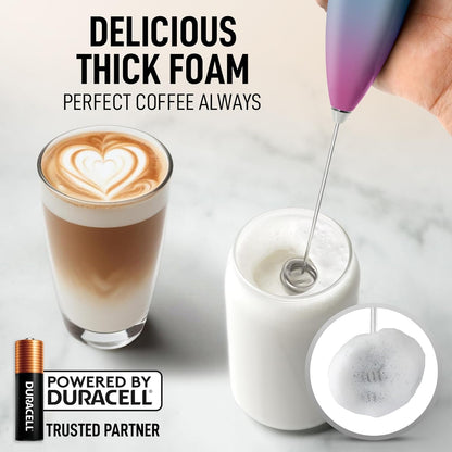 Zulay Kitchen Powerful Milk Frother Wand With Duracell Batteries - Ultra Fast Handheld Drink Mixer - Electric Whisk Foam Maker for Coffee, Lattes, Cappuccino & Matcha - Z1 Motor - Black - Colors B
