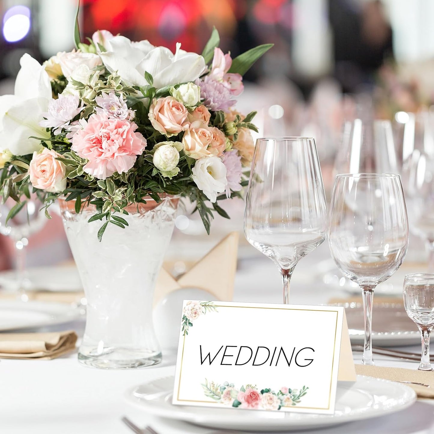Honoson 48 Pcs Watercolor Greenery Place Cards for Table Setting 4.6 x 3 Inch Blank Fillable Seat Card Eucalyptus Tent Folding Name Card for Weddings, Parties, Banquets