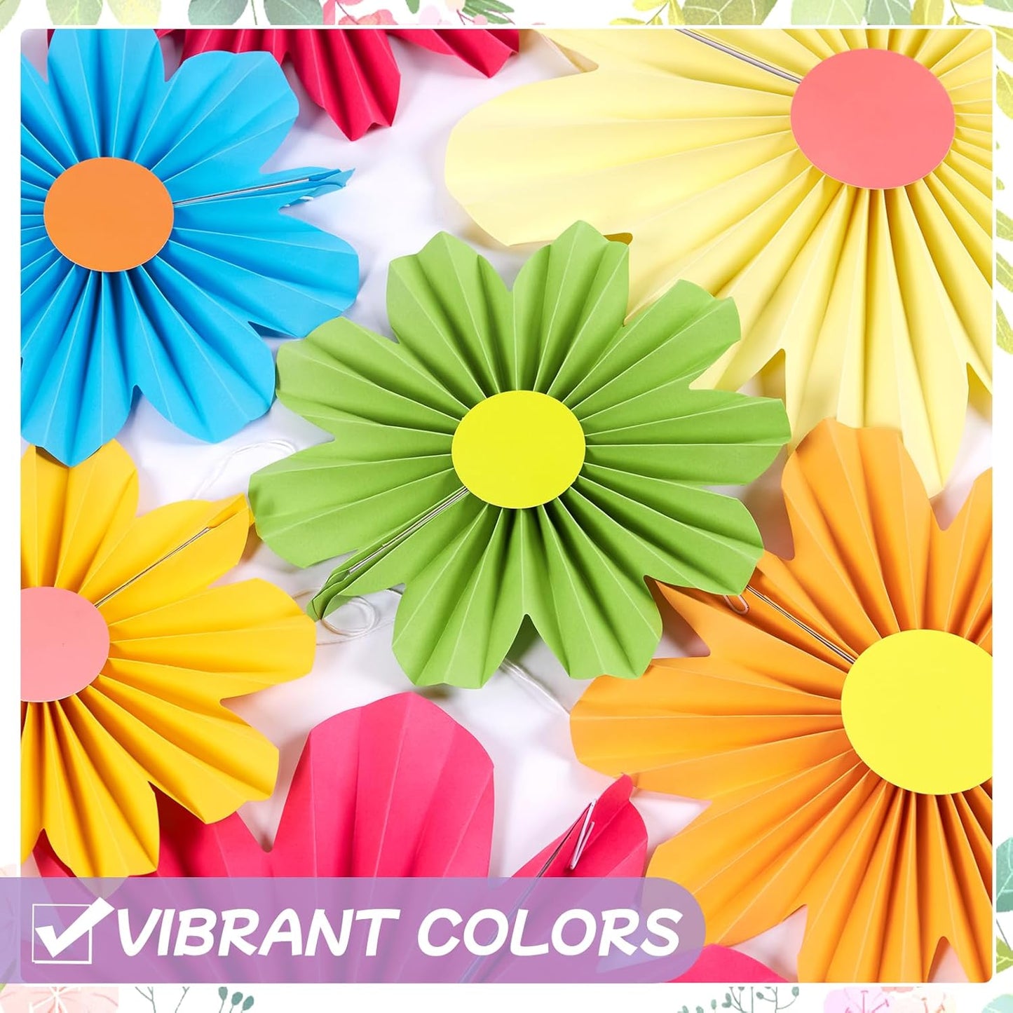 PAPER JAZZ Paper Flowers with Paper Fan Boho Hanging Decor Artificial Flowers Decorations for Wall Pink and Orange Party Decorations for Classroom, Beach Party, Summer Birthday Party Pack of 11.