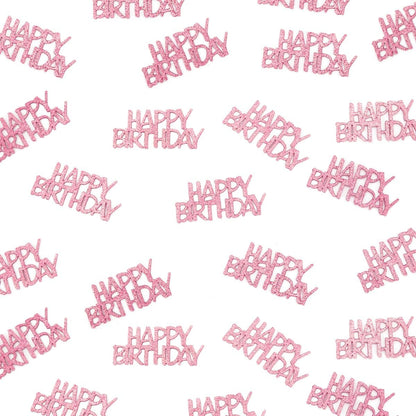 Pink Happy Birthday Confetti - Girl Birthday Party Decorations - Light Pink Glitter Scatters for Baby Girl Party Table Decor Supplies - 100PC