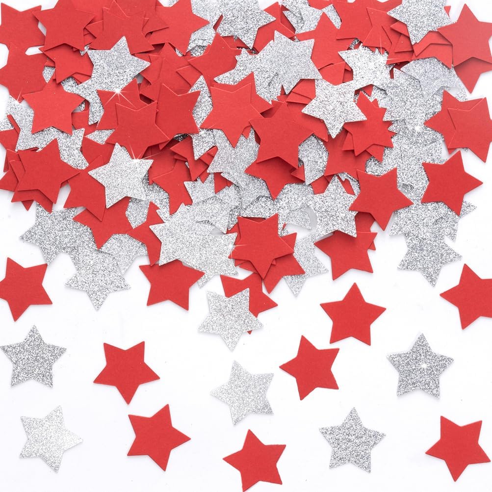 MOWO Glitter Five Stars Confetti Wedding Party Decor and Table Decor, 1.2’’ in Diameter (Glitter Gold,200pc)