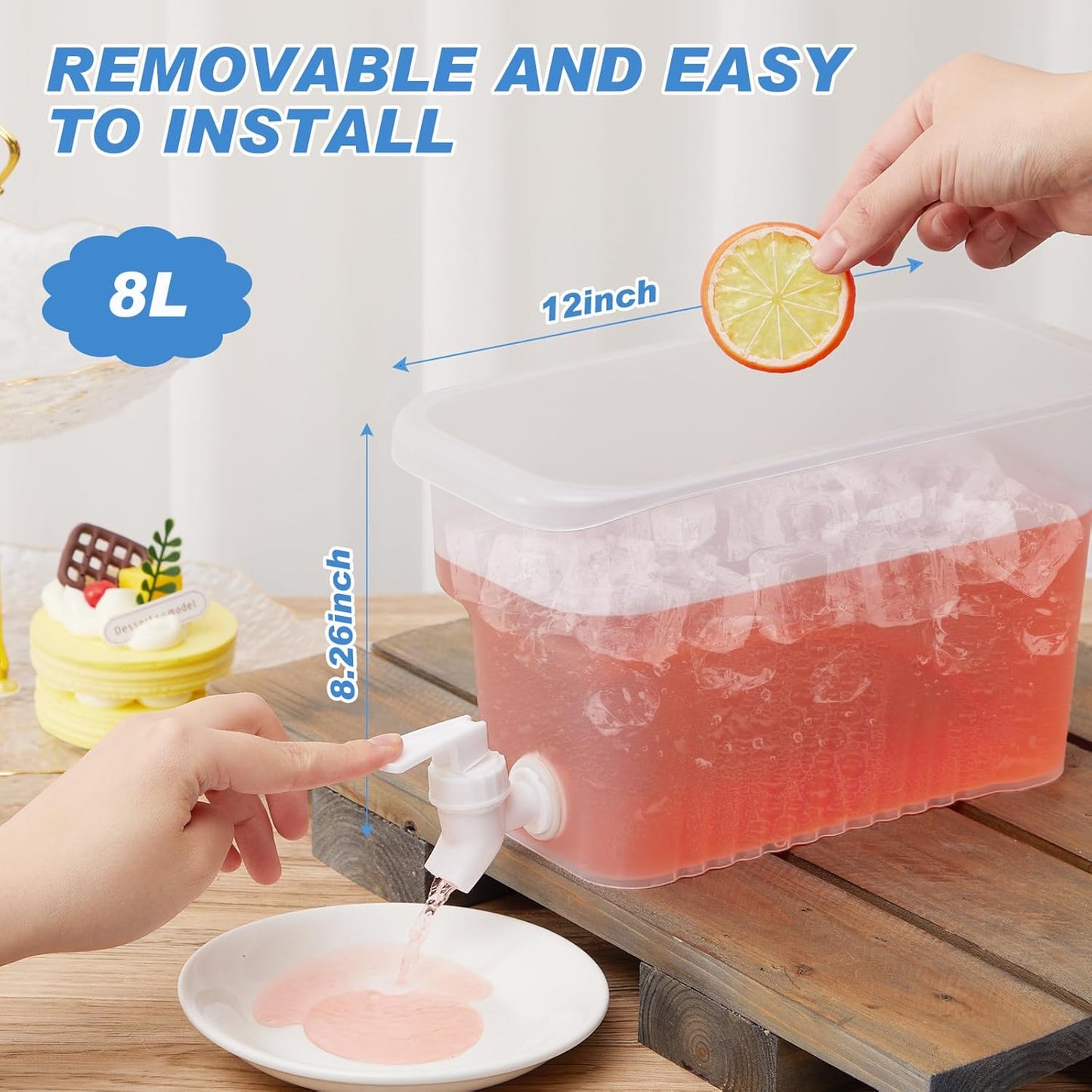 Hoolerry 4 Pack 0.8 Gallon Drink Dispenser for Fridge with Spigot Plastic Beverage Dispenser for Juice Lemonade Iced Tea Water Refrigerator Drink Container for Parties