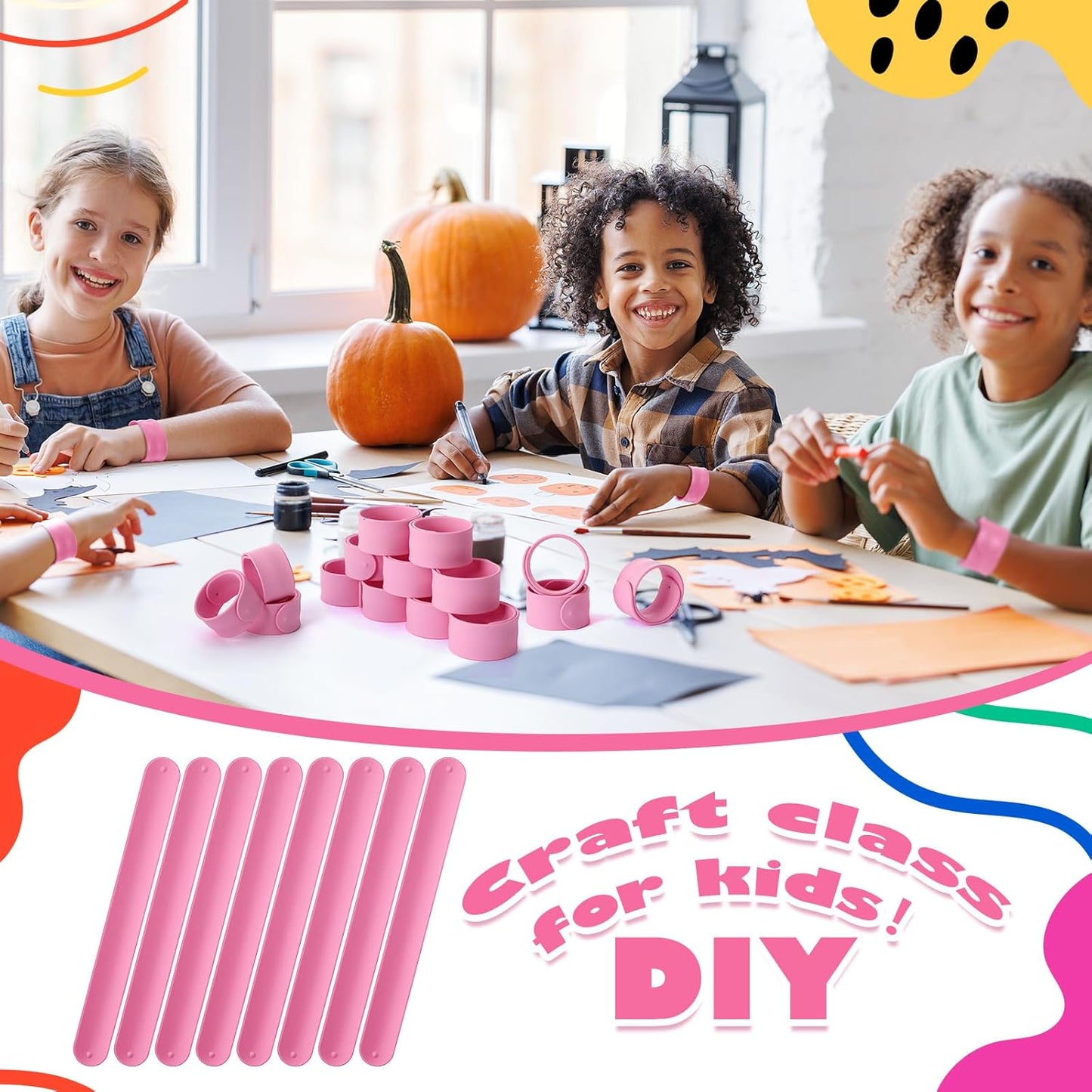 Vinsot 30 Pcs Silicone Slap Bracelets Gift for Kids DIY Slap Bands Party Favor Soft Blank Snap Wristbands Bulk for School Craft Project Painting Classroom Prizes Birthday Wedding