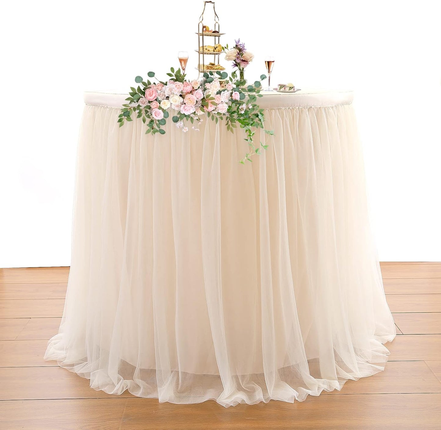 Suppromo 6ft Pink Tulle Table Skirt Baby Shower Tablecloth for Rectangle Tables or Round Tables Pink Ruffle Tutu Table Skirts Desk Skirt for Princess Girls Birthday Party Cake Dessert Decorations