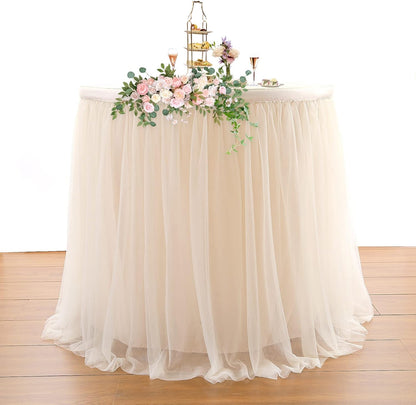 Suppromo 6ft Pink Tulle Table Skirt Baby Shower Tablecloth for Rectangle Tables or Round Tables Pink Ruffle Tutu Table Skirts Desk Skirt for Princess Girls Birthday Party Cake Dessert Decorations