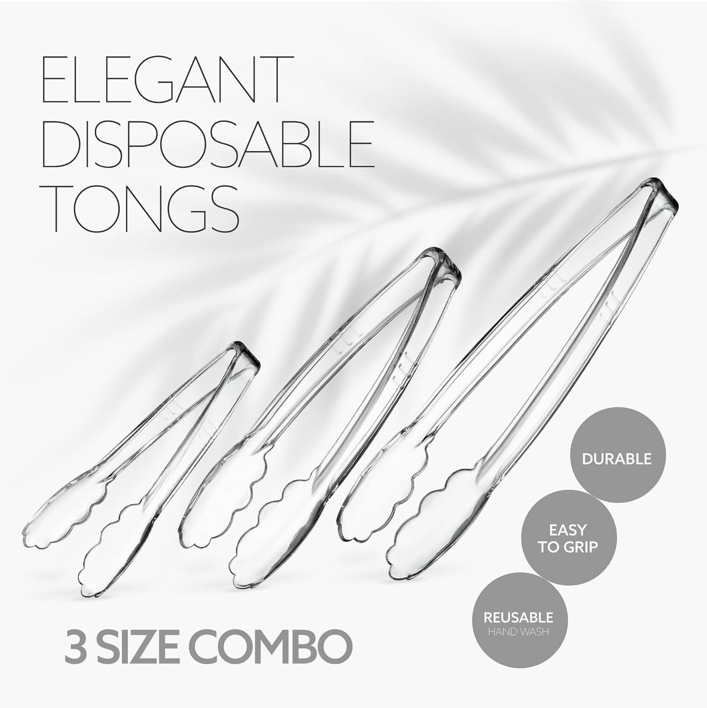 [Black Tongs 7.5'' Inches] Plasticpro 7.5'' Serving Tongs Heavy Duty Reusable Kitchen and BBQ Black Serving Tong for party's, Caterings, Events, Buffet, Weddings, And every Day use Pack of 12