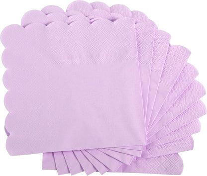 100 Pcs Cocktail Napkins, 2-Ply 5 x 5 Inches Disposable Scalloped Napkins, Thick Premium Dessert Napkins for Party, Wedding, Dinner, Birthday, Anniversary, Festival (Sage Green)