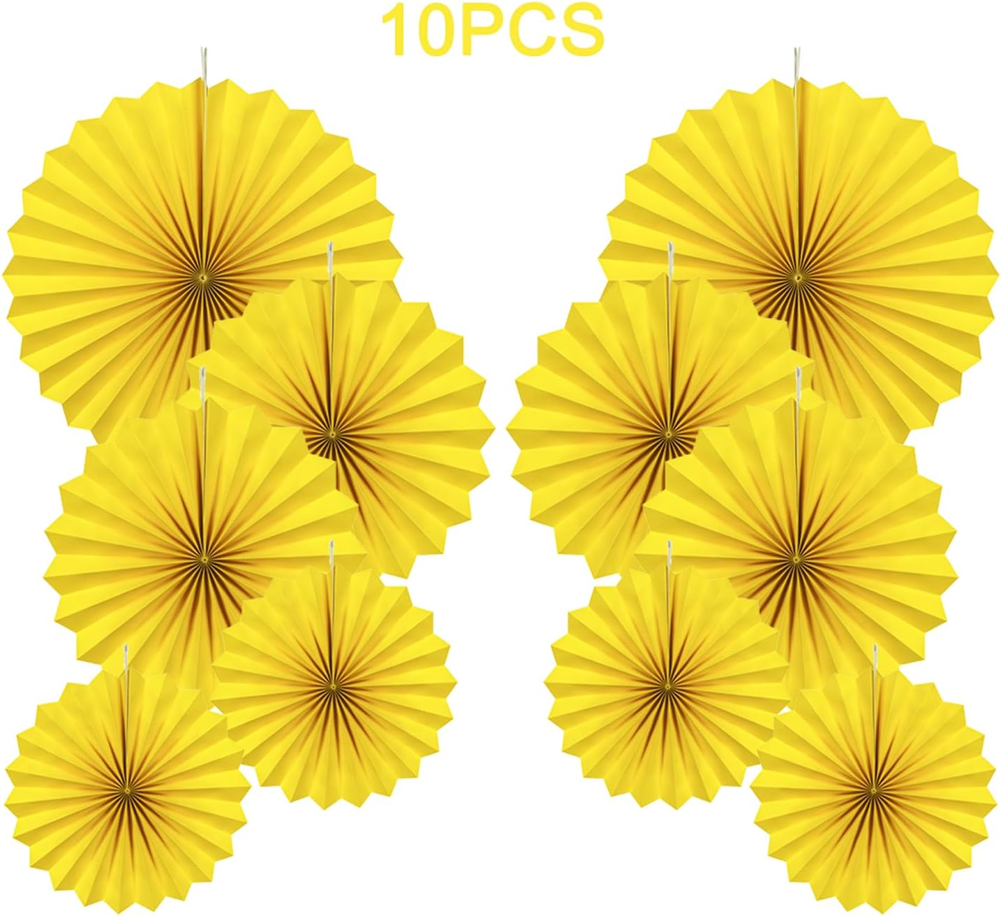 Party Hanging Paper Fans Decorations Set, Gold Round Paper Fan Ceiling Party Decoration Suppiles,Set of 10
