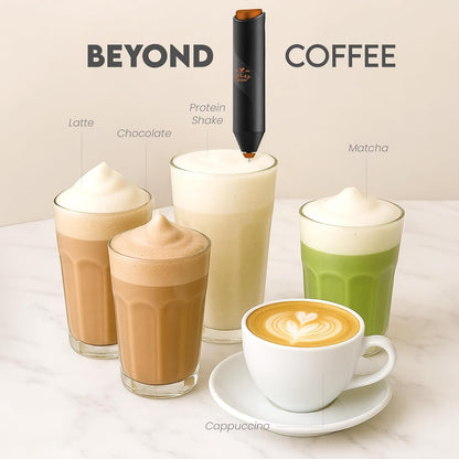Zulay Kitchen Powerful Milk Frother AA Batteries Included – Ultra Fast Handheld Drink Mixer with Stainless Steel Whisk Stirrer for Coffee, Protein, Matcha & More, Frother Wand Electric Frothmate Black - Colors E