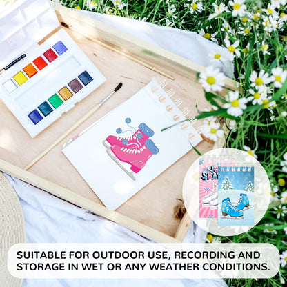 JIUJIUBER 24 Pcs Ice Skating Mini Spiral Notebooks Ice Skate Pocket Notepads Journal Memo Pads for Ice Skating Birthday Party Favors Gifts Goodie Bag Office School Classroom Rewards