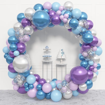 Amandir 153pcs Pink Purple Balloon Garland Arch Kit, Different Sizes 18 12 10 5 inch Pink Purple Red Latex Metallic Confetti Purple Balloons for Girl Women Birthday Bridal Baby Shower Party Decoration