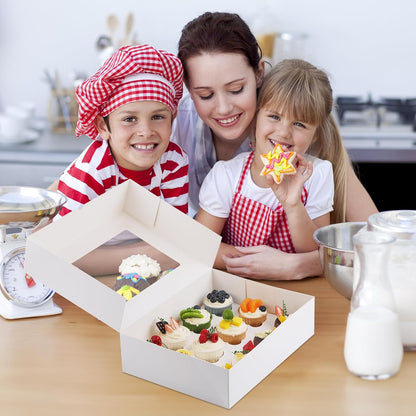 Svalor Cupcake Boxes, 6 Pack Disposable Cupcake Containers, Food Grade Cupcake Carrier 12 Count with Window and Inserts, Cupcake Transport Holders Bulk for Muffins Cookies Treats Dessert（White）