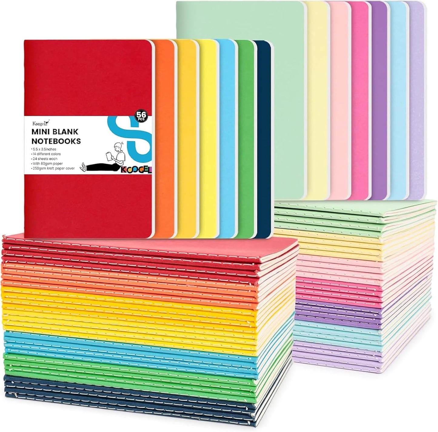 Koogel 32 Pack Small Notebooks Bulk, 3.5 x 5.5 Inch Mini Journal Pocket Notepads Set for Back To School, Colorful Cover Memo Notepad for Kids Students Office Supplies,Tiny Note Book Bulk