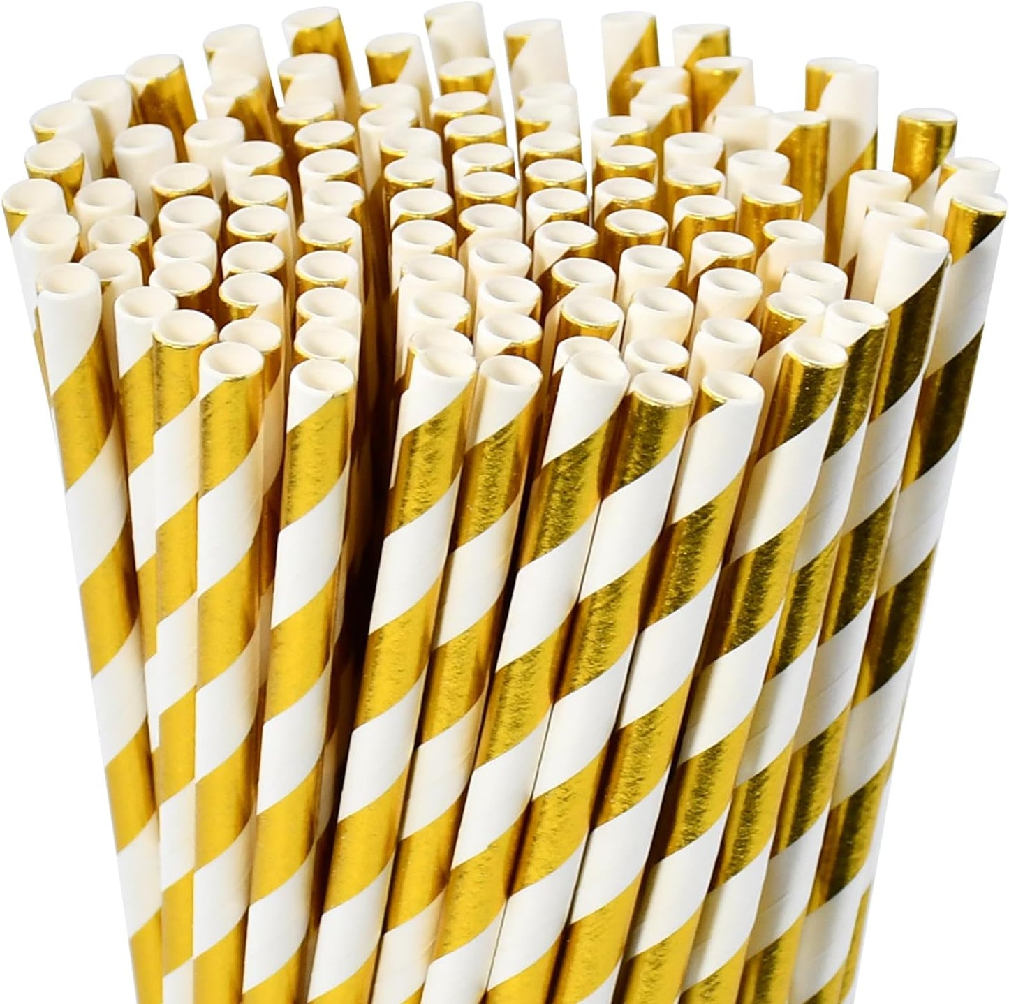 Disposable Paper Straws Solid Green - 7.75'' x 0.24'', 100 Counts - for Drinking, Beverage, Juice, Soda, Bar Supplies