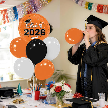 Graduation Decorations - 4 Set Balloon Stands, Class of 2026 Congrats Grad Table Centerpieces for Graduation Party Supplies(Gold& Black)