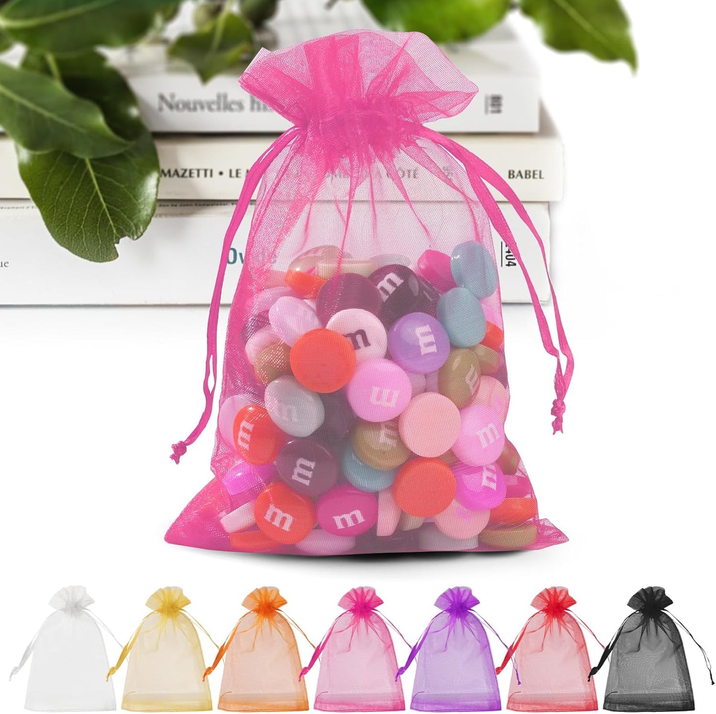 ANZNKU Pink Organza Bags 4 x 6 in 50PCS, Small Gift Bags for Goodie Candy Jewelry Soap Packaging, Cute Little Mesh Bag Drawstring Bulk for Wedding Birthday Party Favor Baby Shower & Easter Gifts Wrap