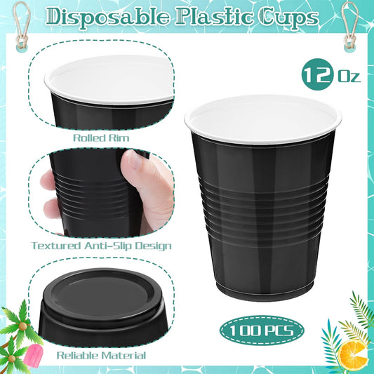 Kochorie 50 Pack Pink Disposable Plastic Cups 12 Ounce Drinking Party Cups Bulk Party Cups for Wedding Birthday Graduation Christmas Parties, Picnics Events