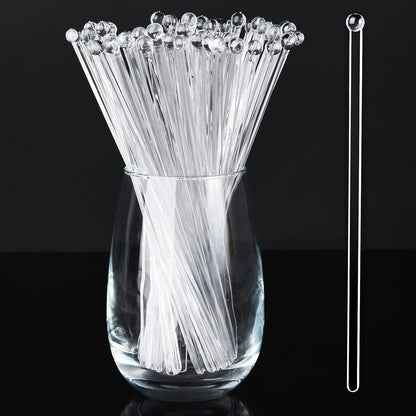 ALINK 50 Counts Gold Glitter Plastic Swizzle Sticks, Crystal Cake Pops, Cocktail Coffee Drink Stirrers, 7.24 Inch